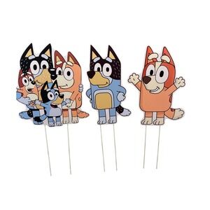 Bluey 6 Pc Party Decoration Kit Yard Signs Birthday Indoor Outdoor Stands